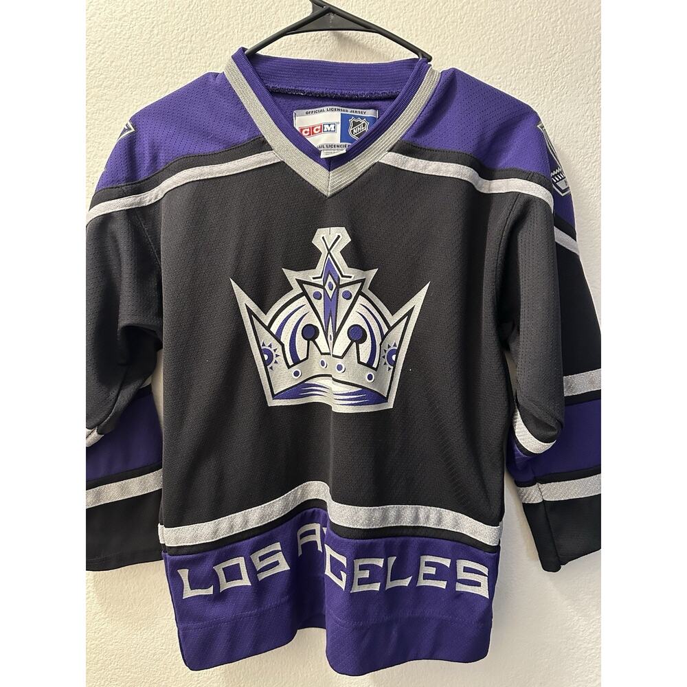 AUTH Los Angeles Kings CCM KOHO NHL Hockey Purple Blk Jersey Youth Kids Size S/M